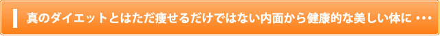 真のダイエットとはただ痩せるだけではない内面から健康的な美しい体に・・・